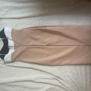 Chic Tan and White Sleeveless Dress